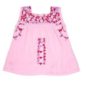J Marie Womens Pink Embroidered Floral Sleeveless Blouse Square Neck Size‎ S